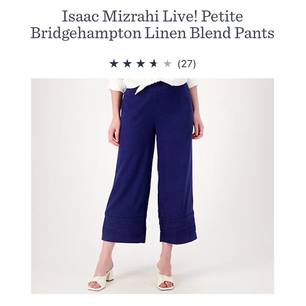 NWT Isaac Mizrahi Live Bridgehampton Linen Nlend Pant 10P